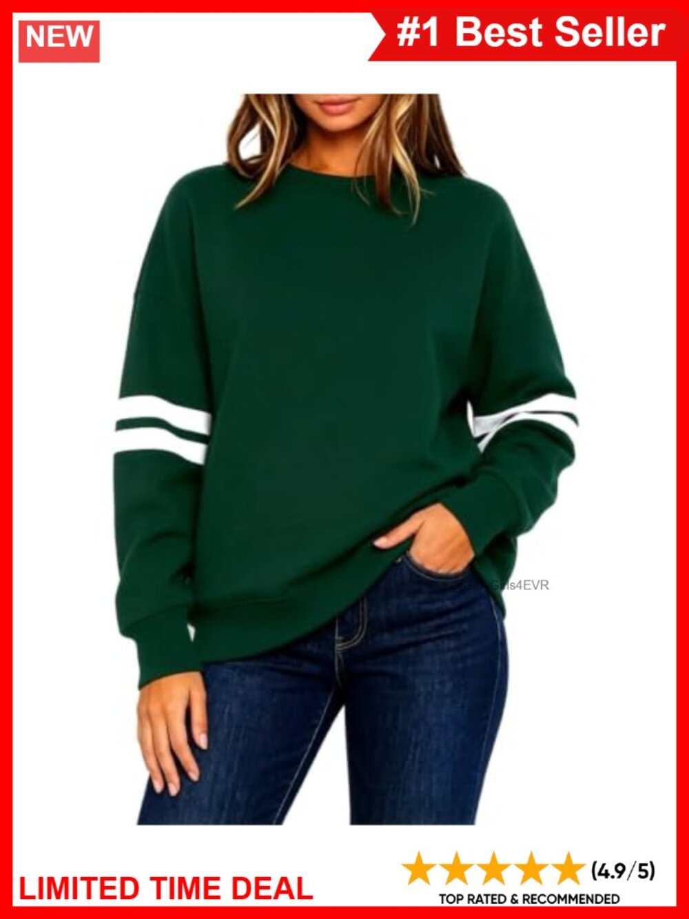Women Oversized Striped Crewneck Sweatshirt Pullover Top